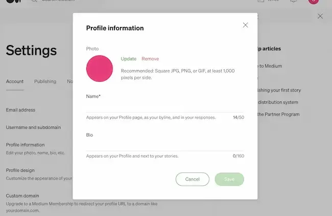 how to make money on medium, profile information