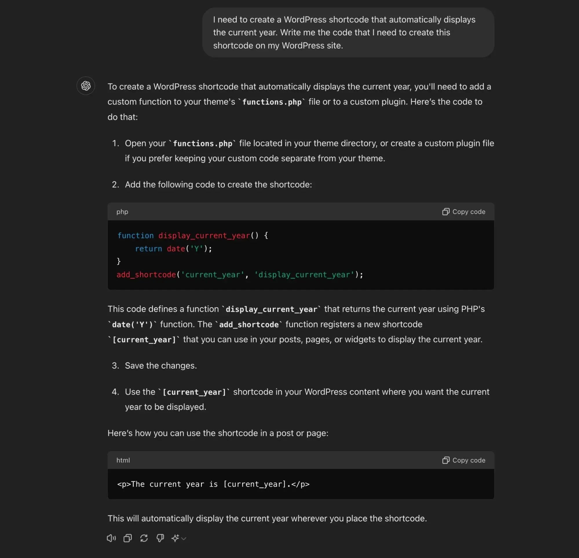 Custom shortcode code from ChatGPT