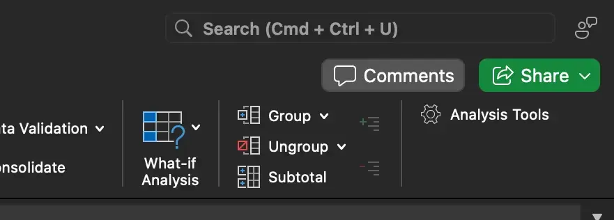 image of group data option in excel