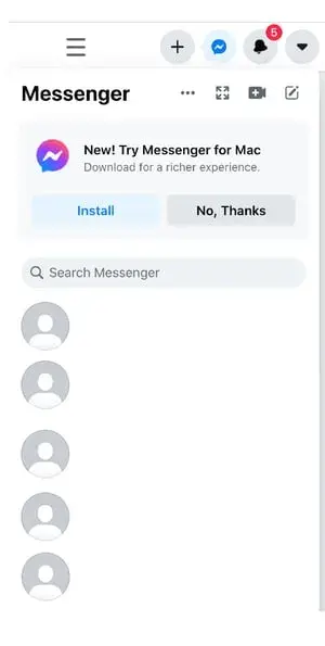 Screenshot showing what the Messenger popup looks like on desktop for Facebook