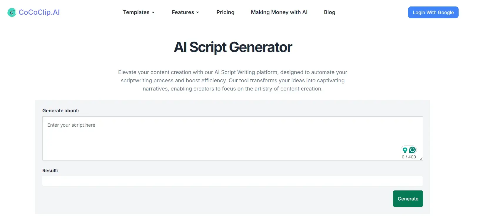 CoCoClip.AI’s video script writer