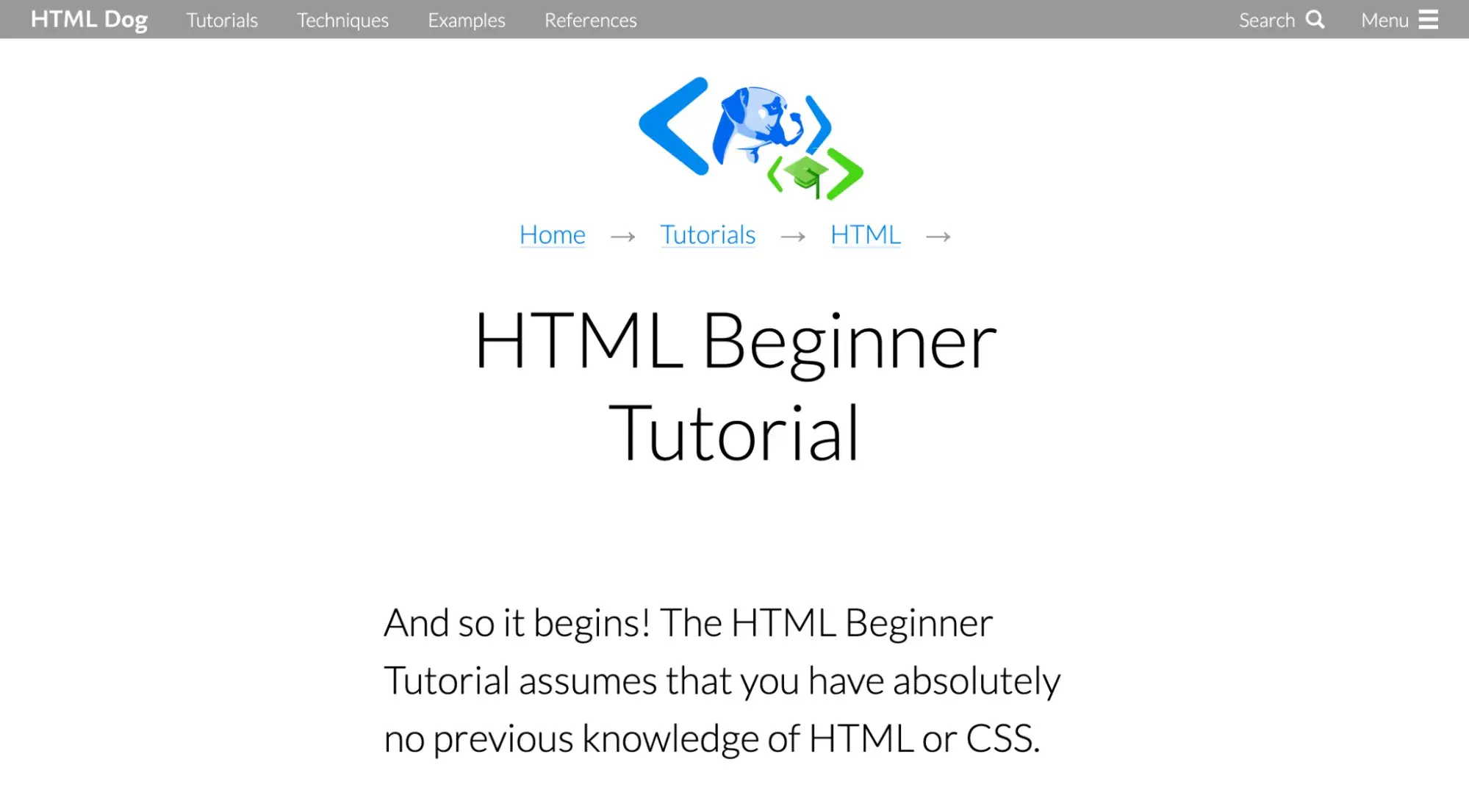 html for beginners, html dog