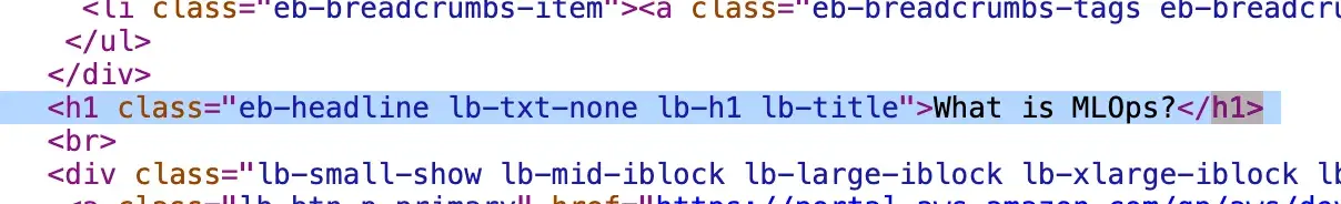 Source code with title tag that reads, “What is MLOps?”