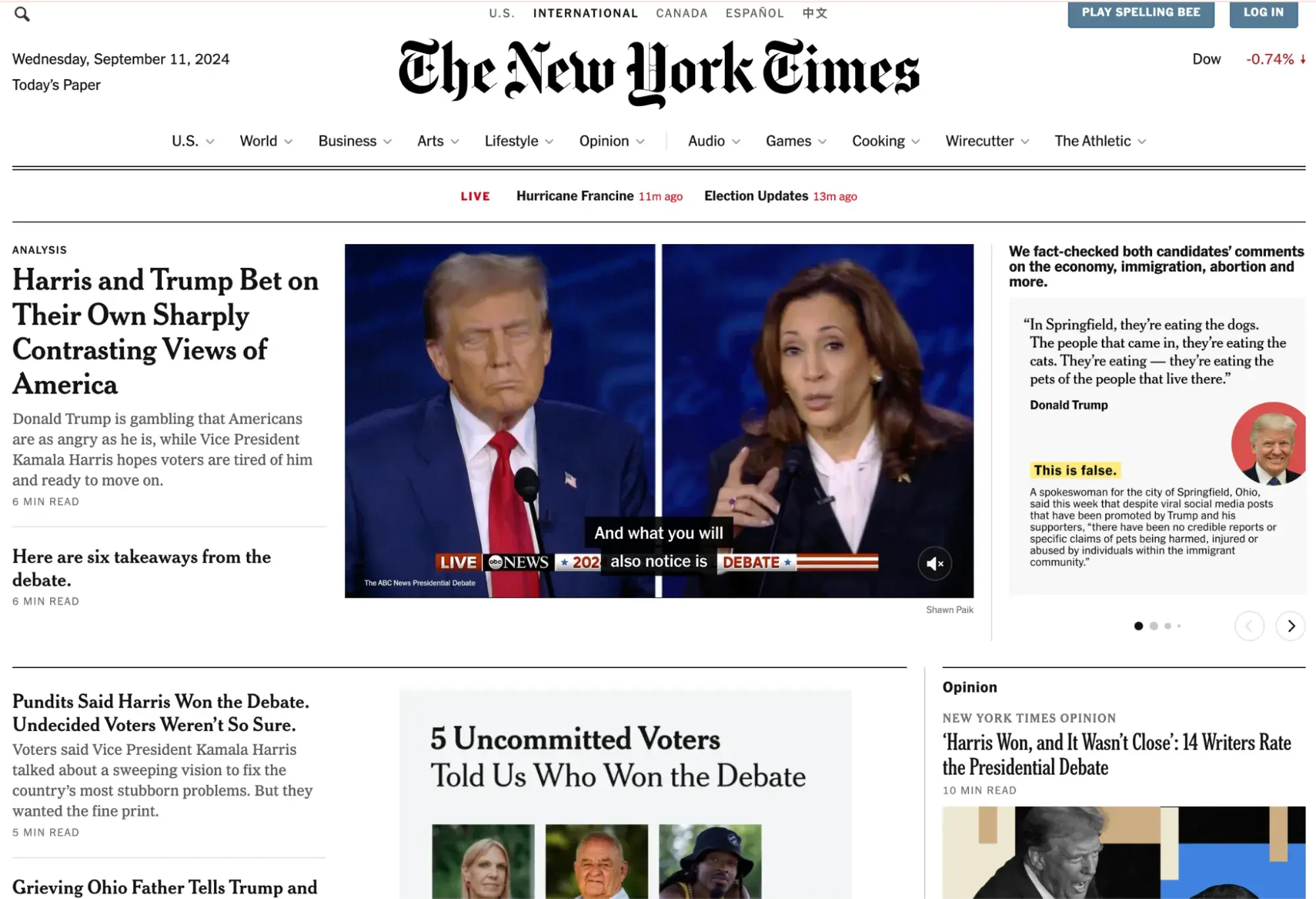 informational website example, The New York Times