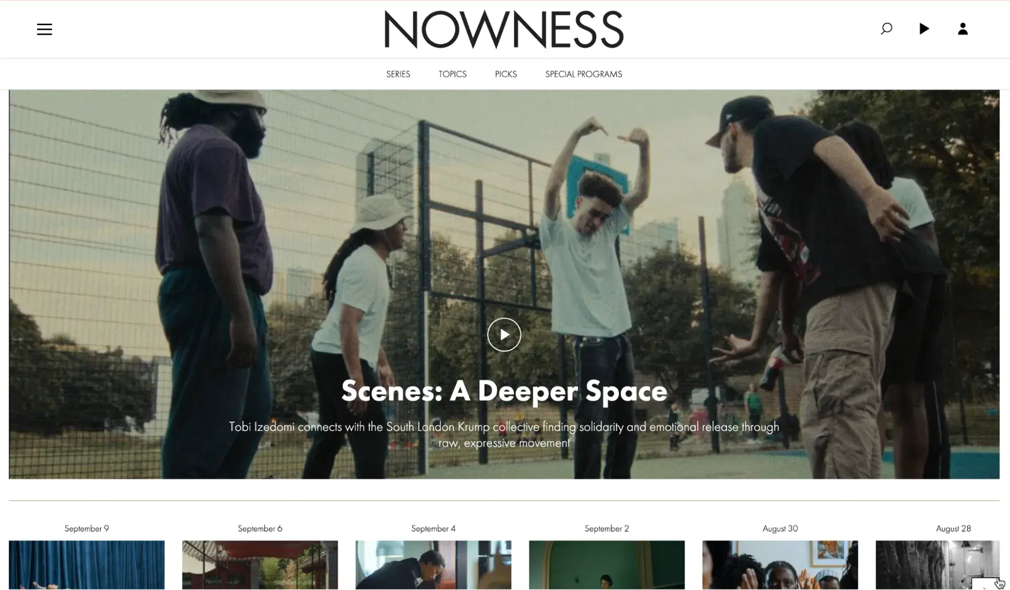 informational website example, NOWNESS