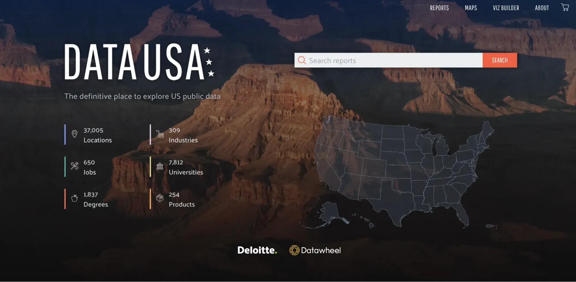 informational website example, Data USA