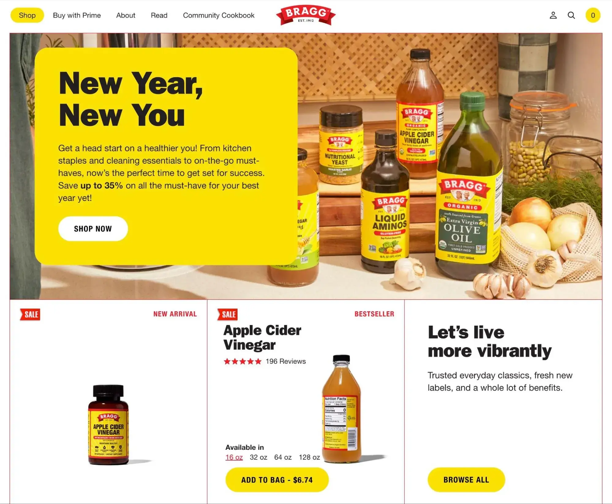 the bragg ecommerce store includes lots of different interactive elements.