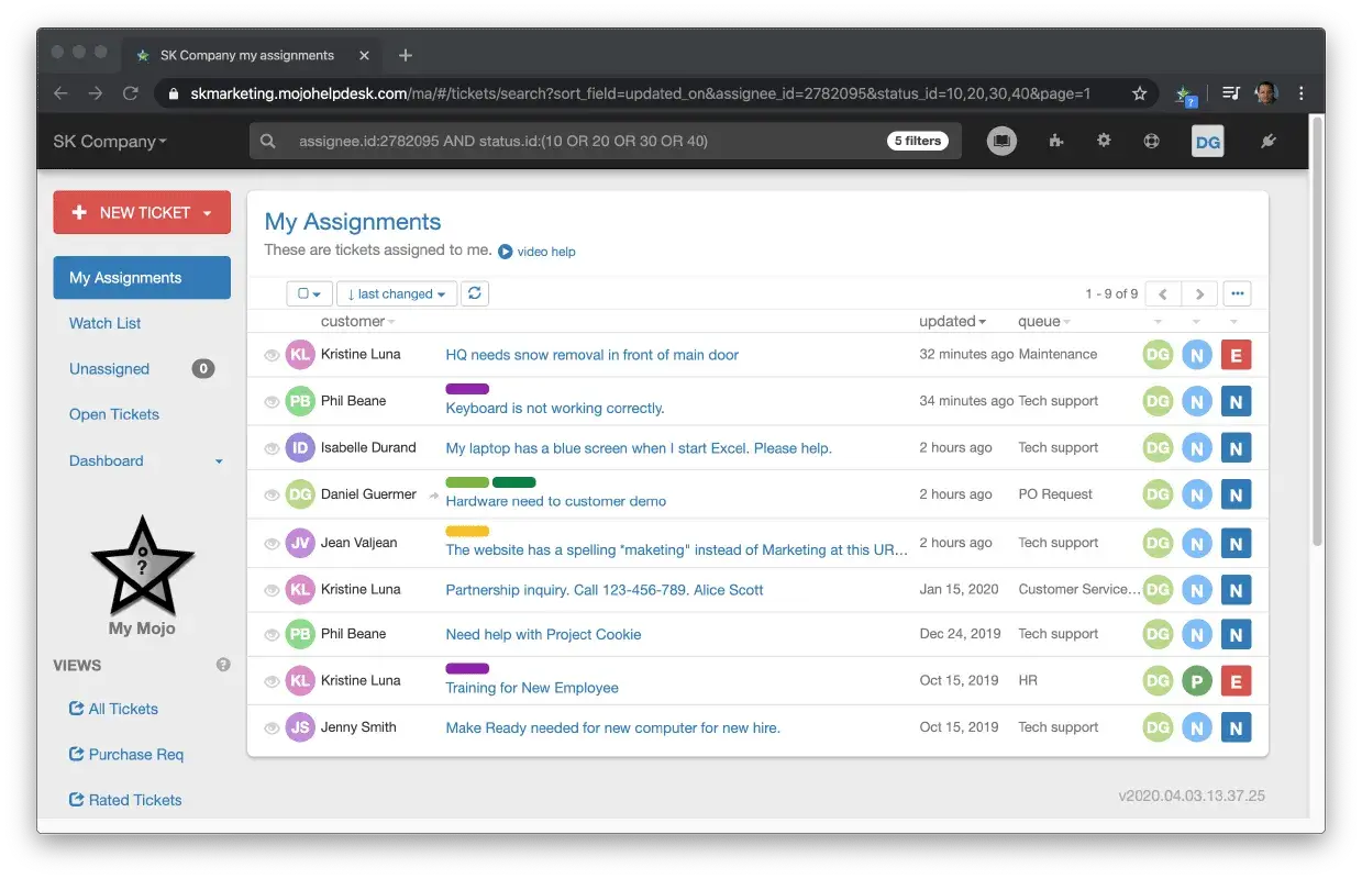 internal ticketing system, Mojo IT Helpdesk