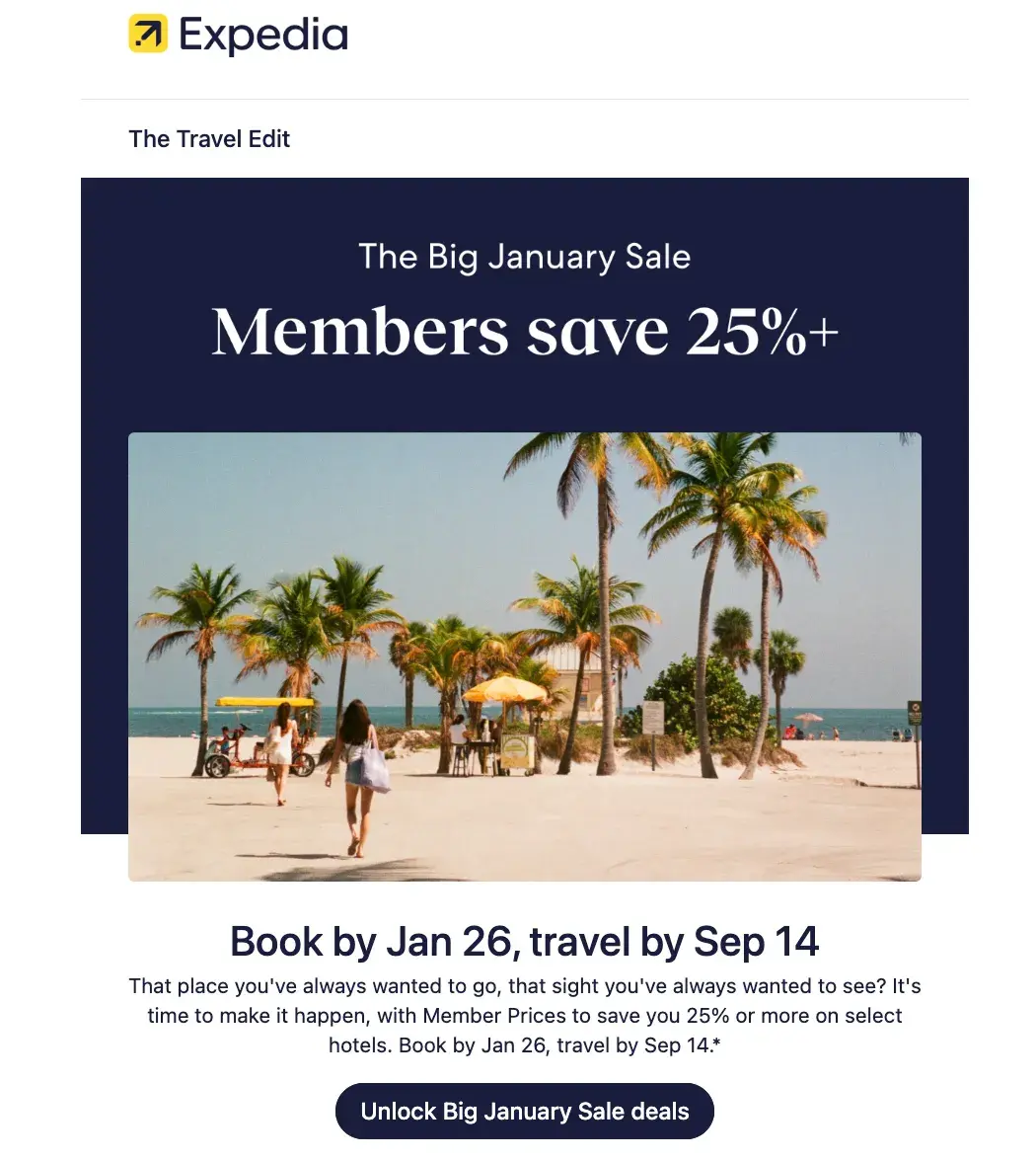 Internet marketing; Example of an advertising mail from Expedia