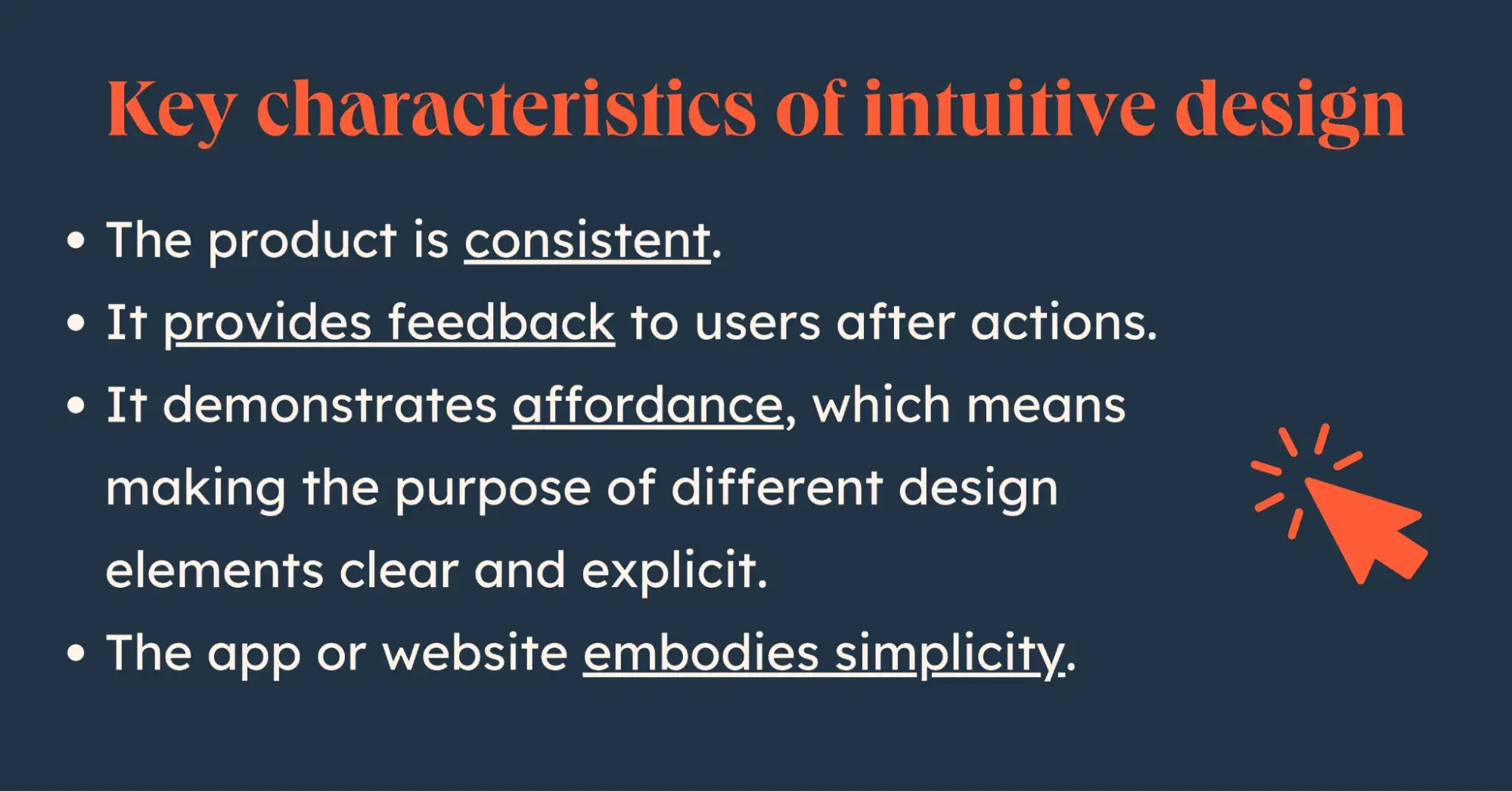graphic showing key characteristics of intuitive design