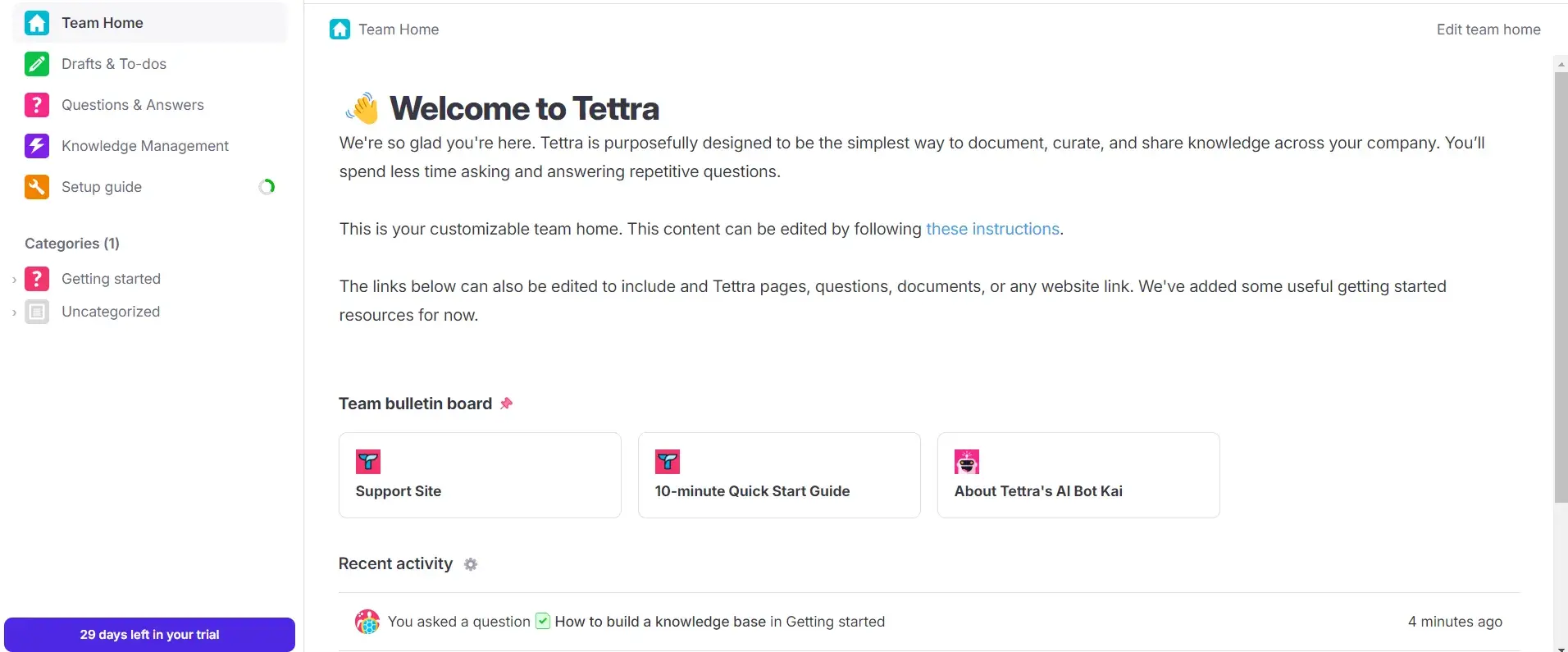 knowledge management software: tettra