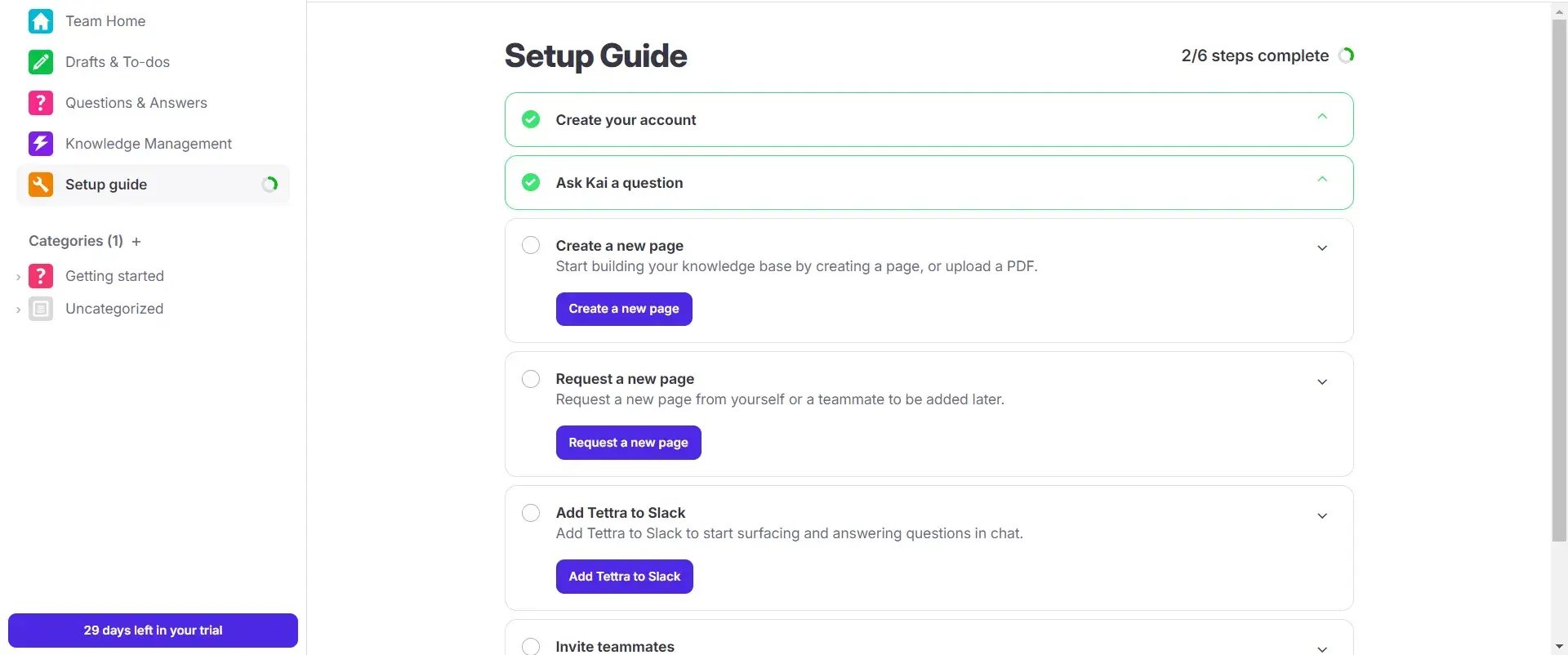 knowledge management software: tettra setup guide