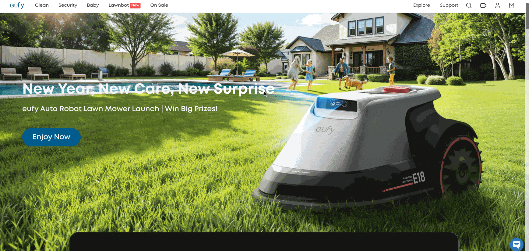 animated gif of eufy’s landing page for its new product, a robot lawn mower.