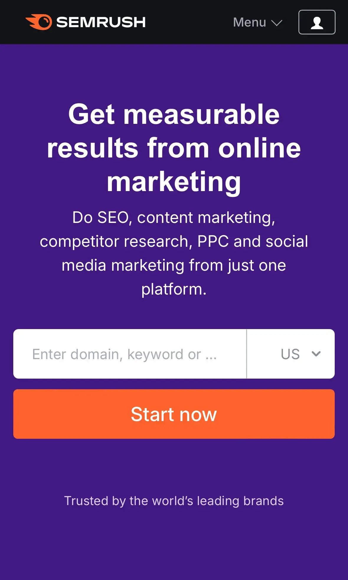 Semrush site – mobile version