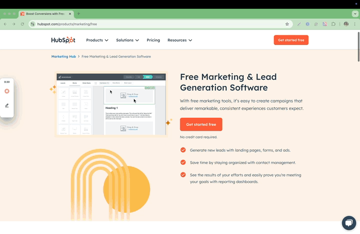 lead generation on the hubspot site