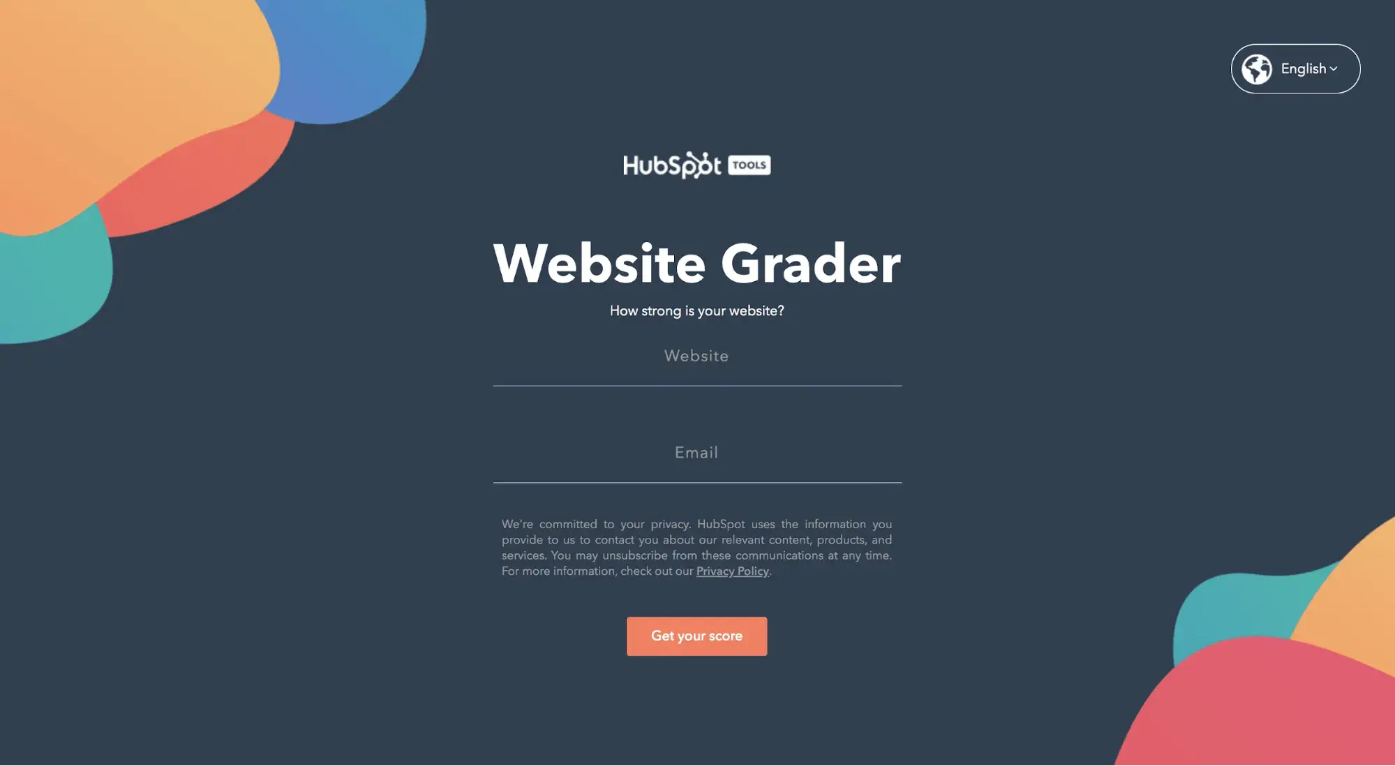 screenshot of HubSpot’s Website Grader