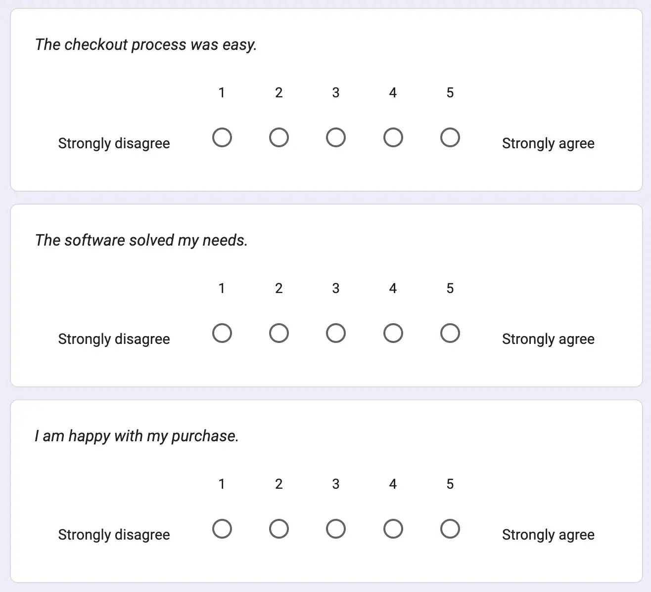 likert scale survey for customer satisfaction example