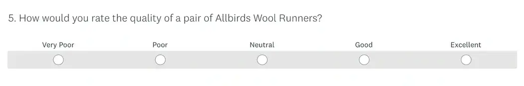 likert scale example: quality question