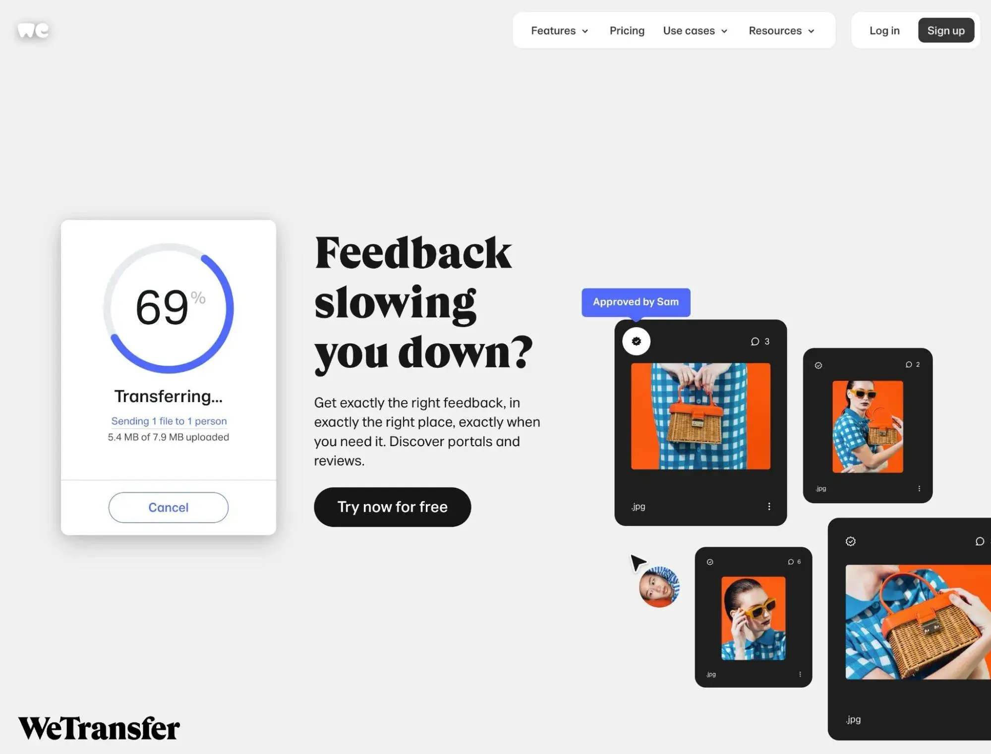 WeTransfer uses its loading page to promote its premium services