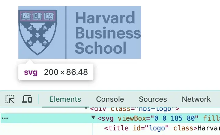 The Harvard Business School logo in the school’s website header