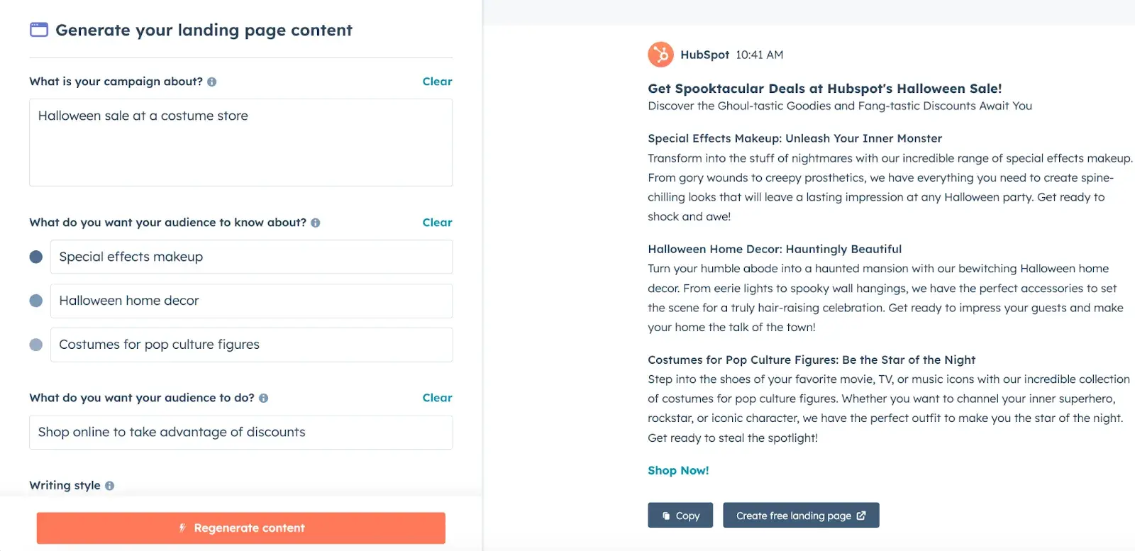 Screenshot showing HubSpot Campaign Assistant