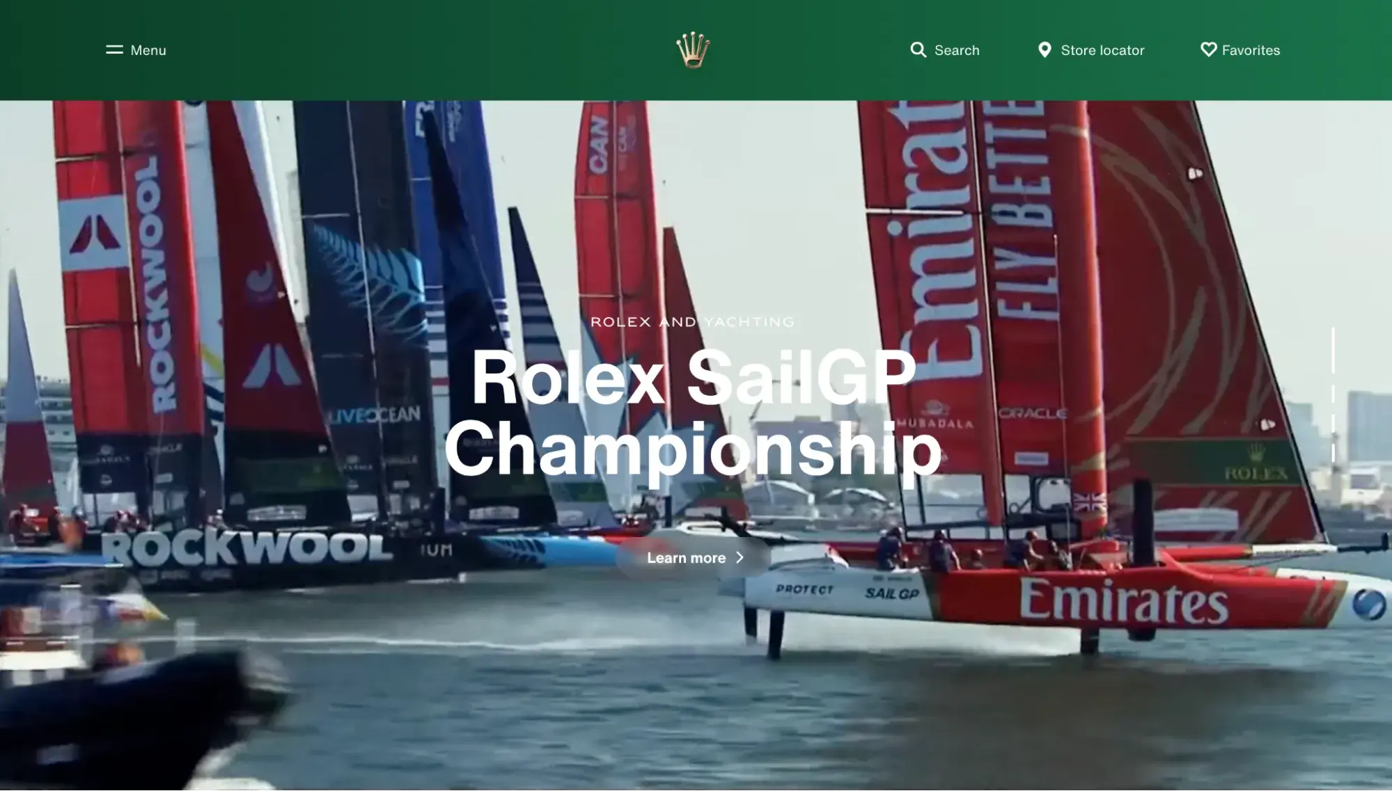 Luxury websites: Rolex’s homepage shows a video of its sailing championship