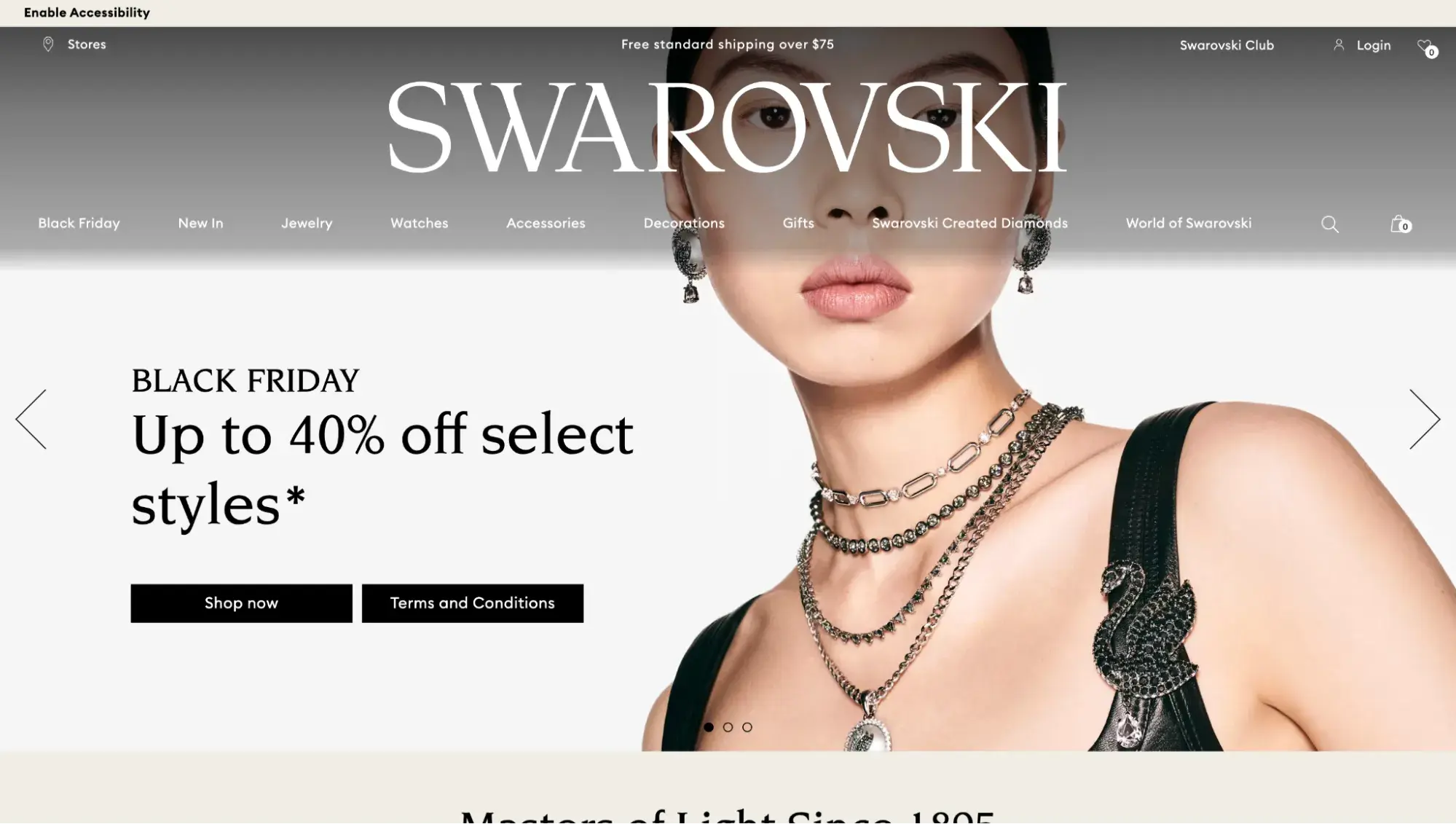 Luxury Websites: Swarovski homepage