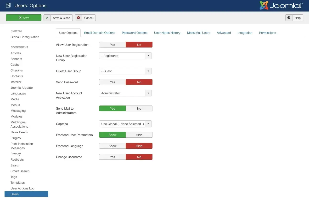 creating a website with membership and user login: how to register users on a website hosted on the joomla cms