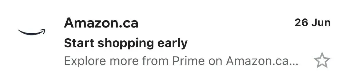  Amazon using actionable language in an email subject line