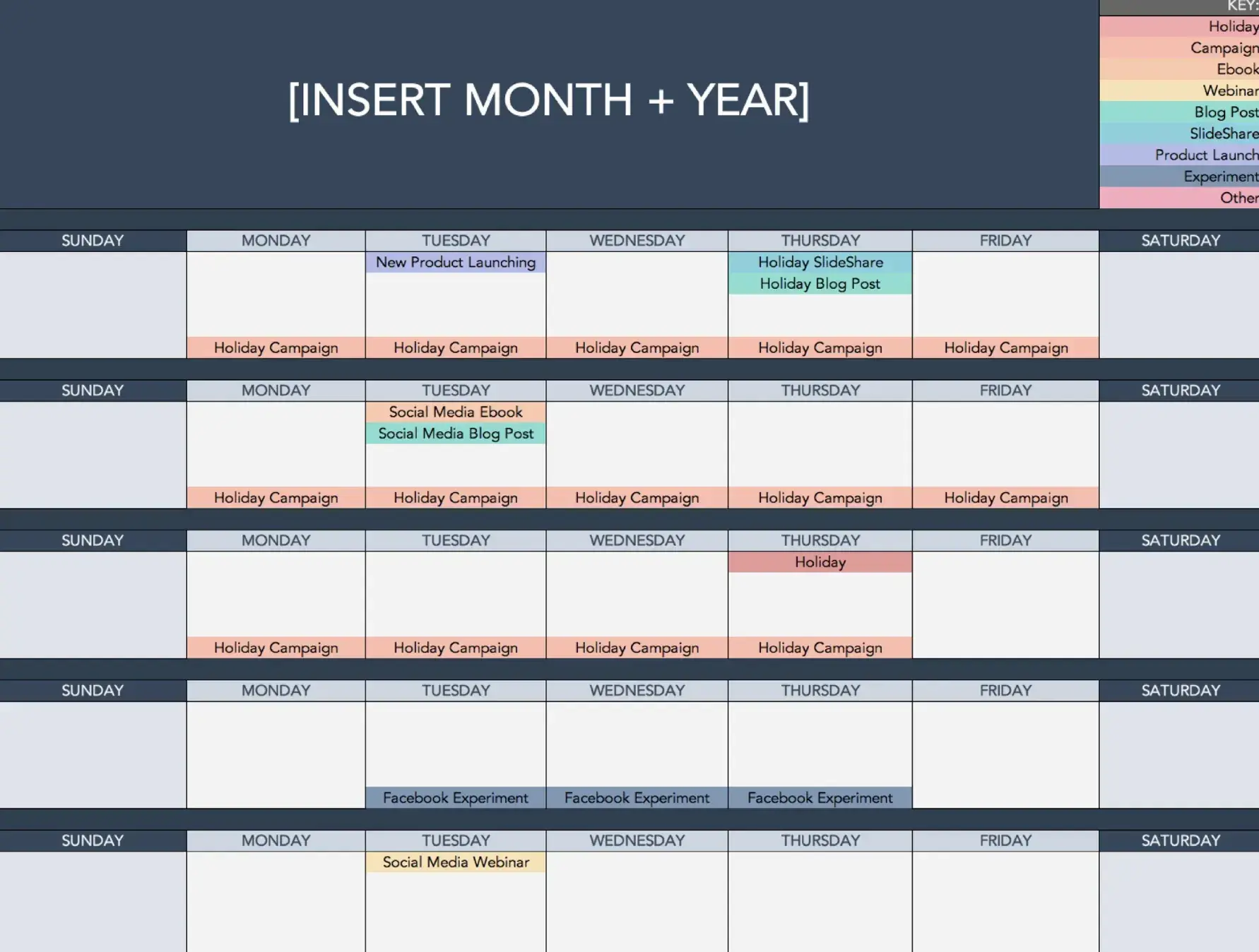 Free excel marketing plan template for social media content calendar 