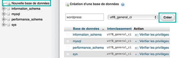 créer base de données PHP