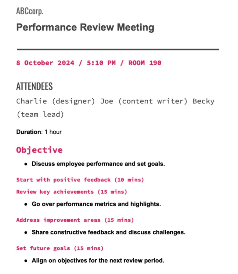 meeting agenda examples 6 20241212 9352308 - 7 Meeting Agenda Examples For Productive and Efficient Meetings