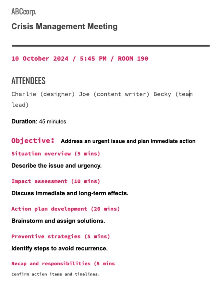 meeting agenda examples 7 20241212 6452801 - 7 Meeting Agenda Examples For Productive and Efficient Meetings