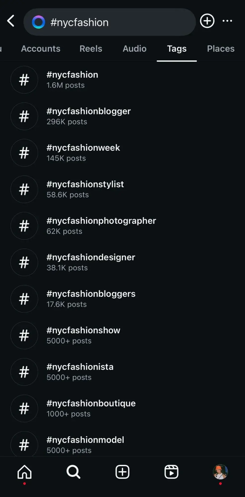 Micro-Influencer Marketing: Search Results for #nycfashion on Instagram.