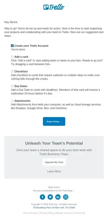 onboarding email example from trello