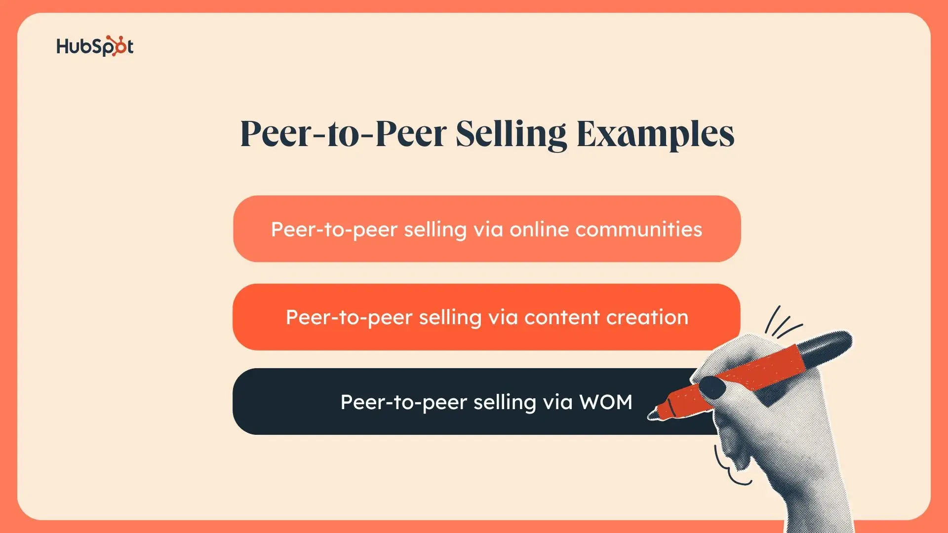  a Canva-made graphic overviewing examples for peer-to-peer selling 