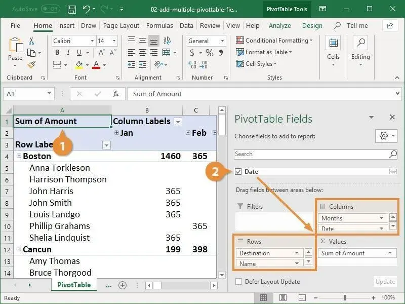 labled pivot table