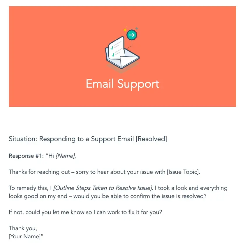 Positive scripting examples for email support