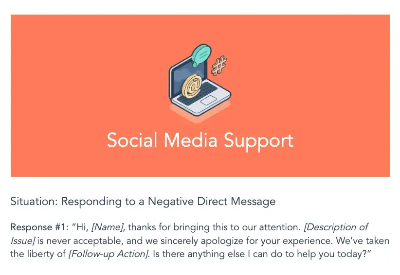 Positive scripting examples for social media support