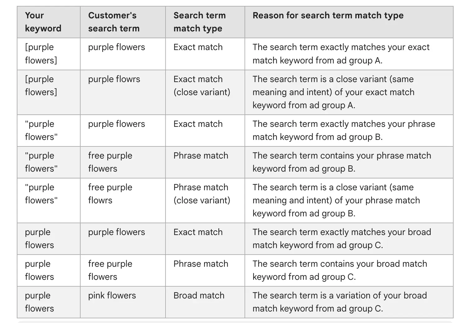 Search Terms Report 