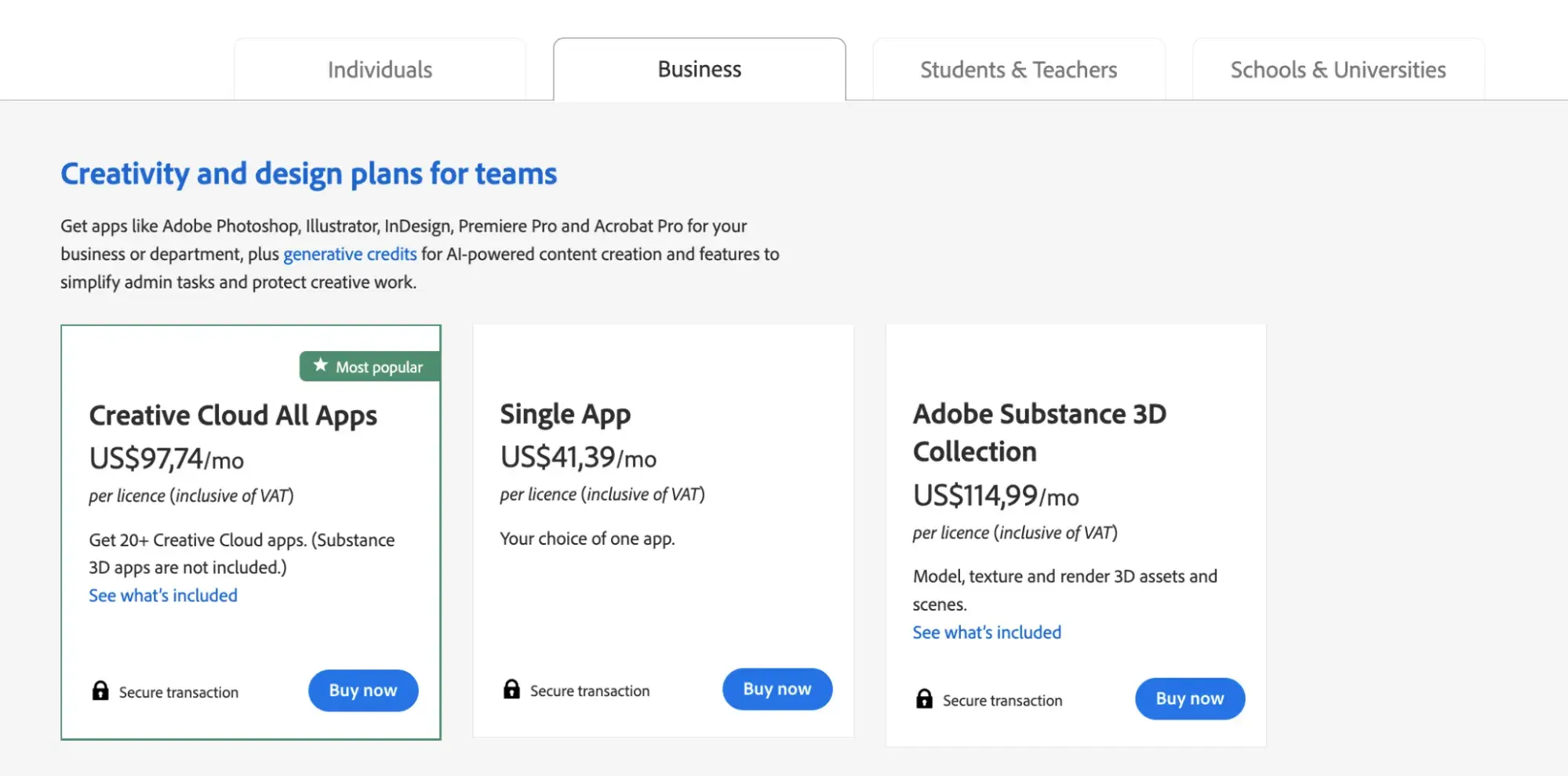 pricing strategy examples, Adobe bundling plans