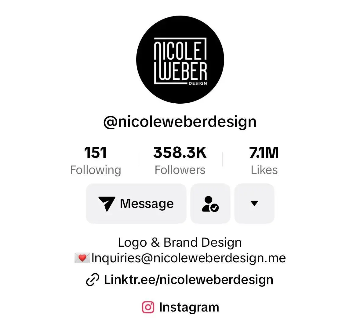 short professional bio examples, Nicole Weber, Graphic and Logo Designer, Instagram bio