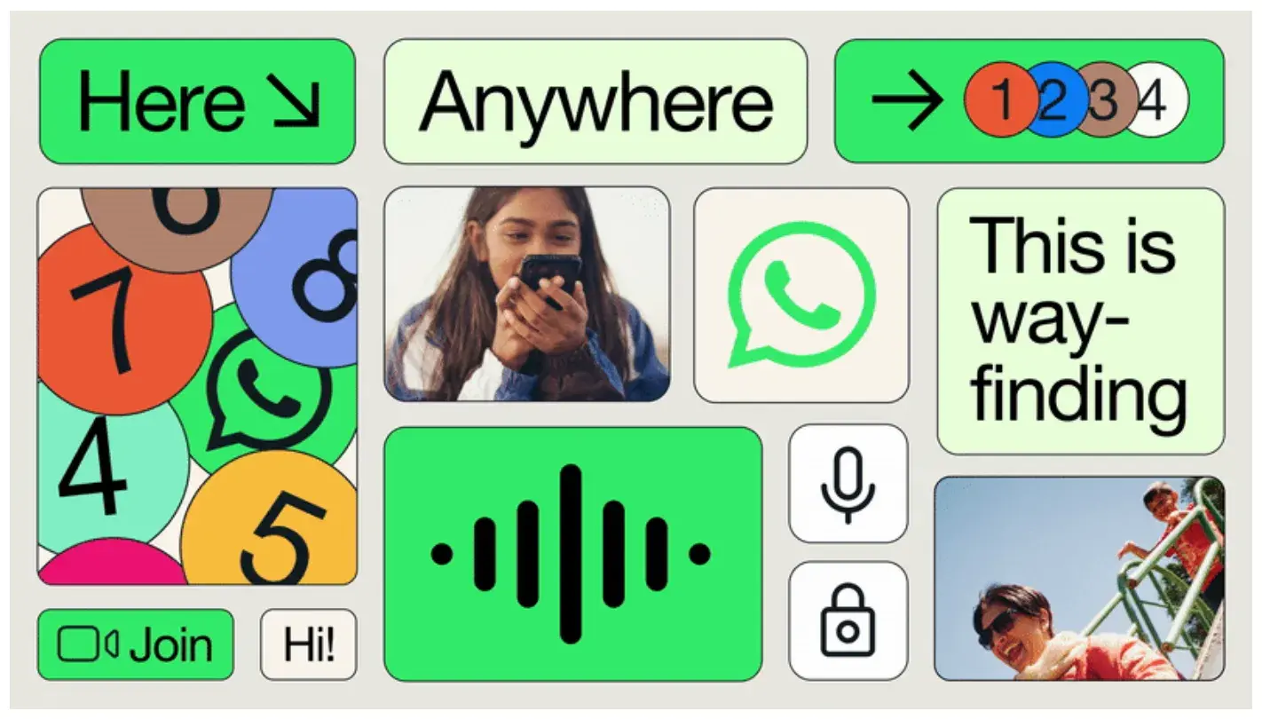 Animated graphic showcasing new visual elements of WhatsApp.