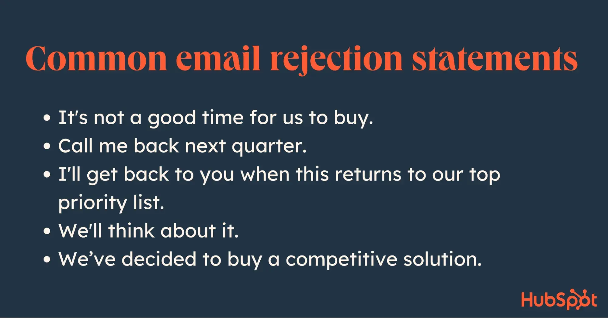 common email rejection statements from client