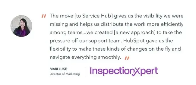 Example of Testimonials service hub  