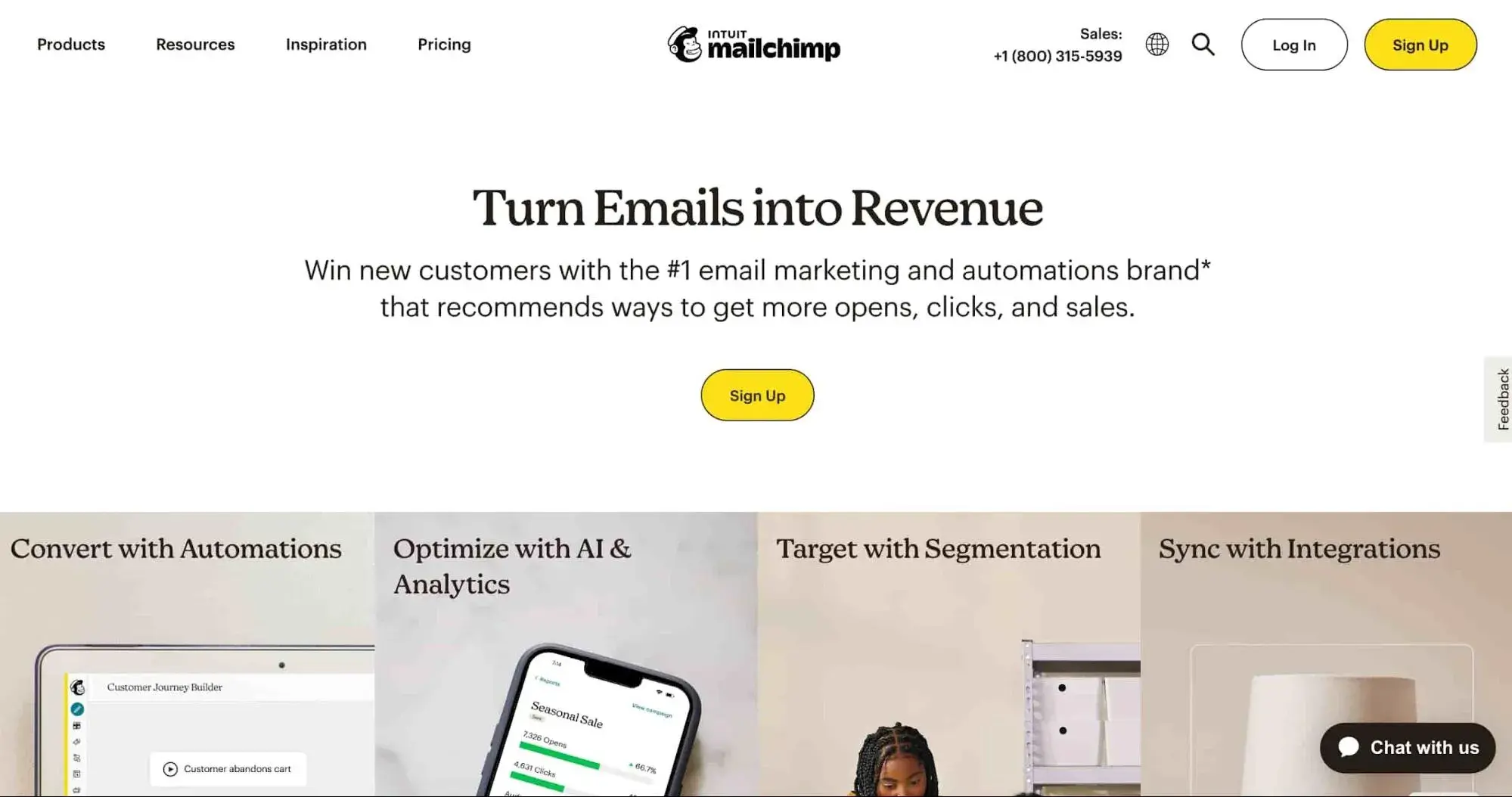 SaaS website design inspiration - Mailchimp