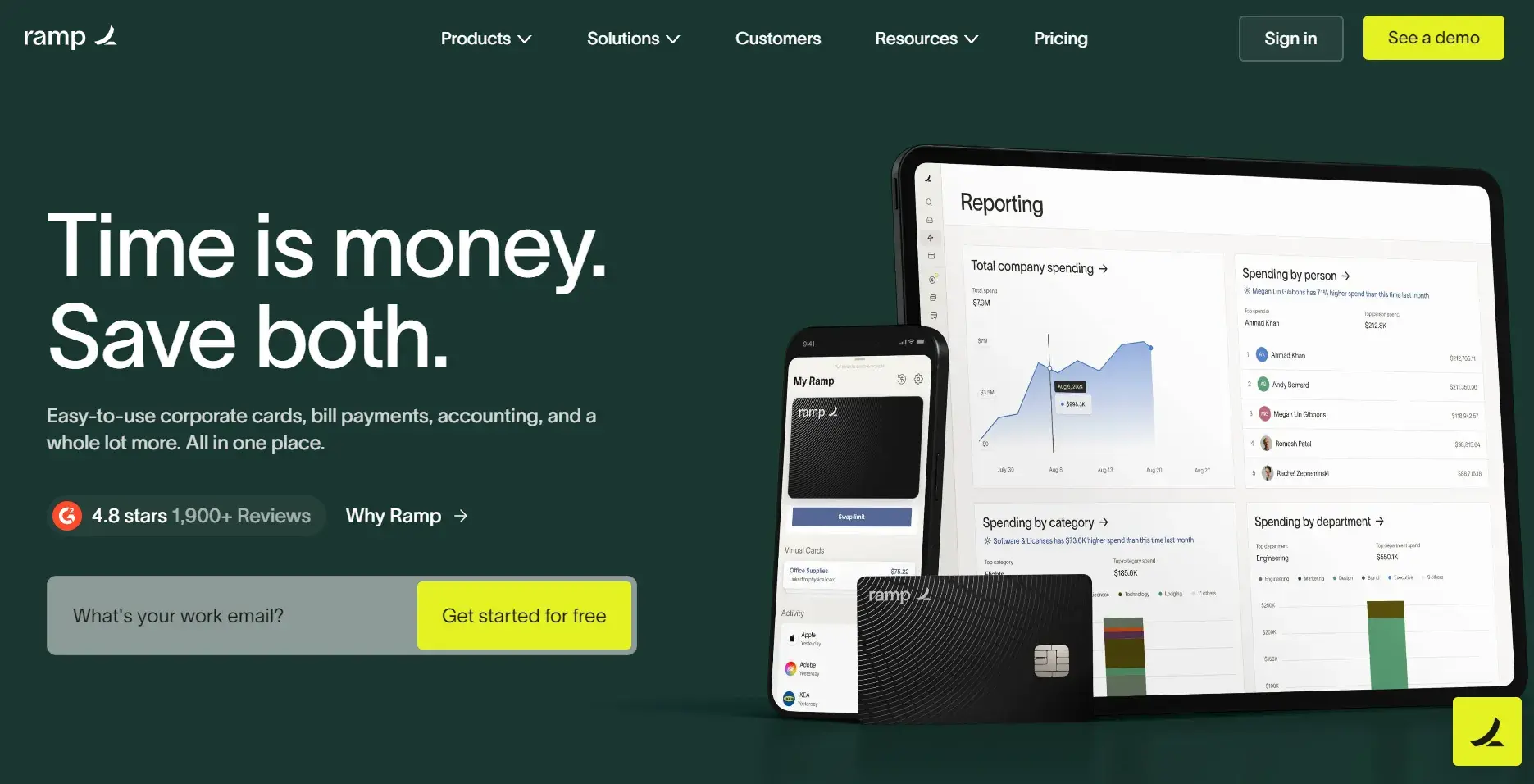 SaaS website design inspiration - Ramp    