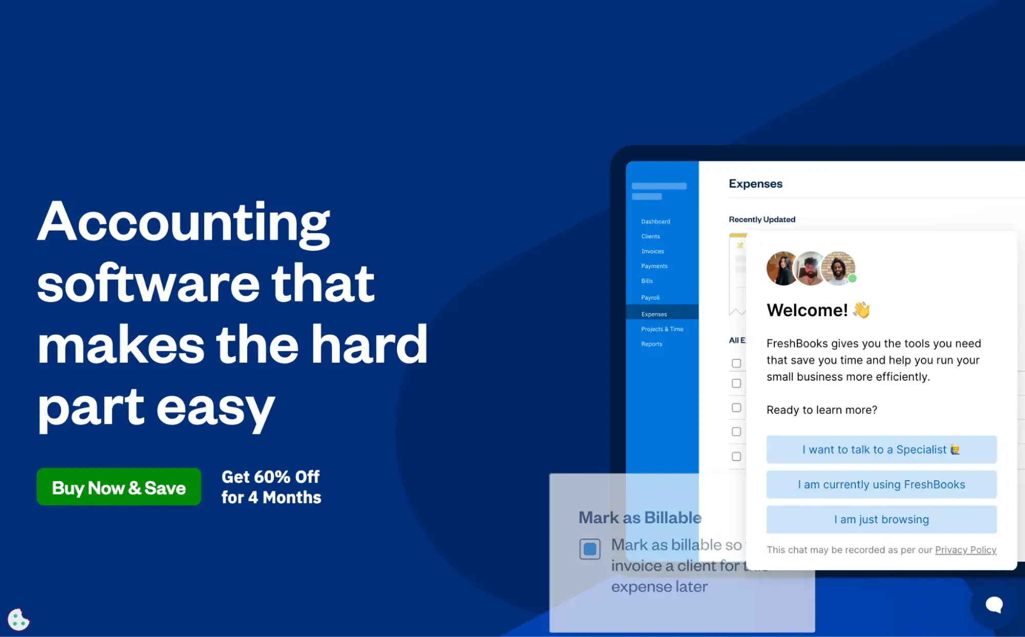 best SaaS website design example: freshbooks