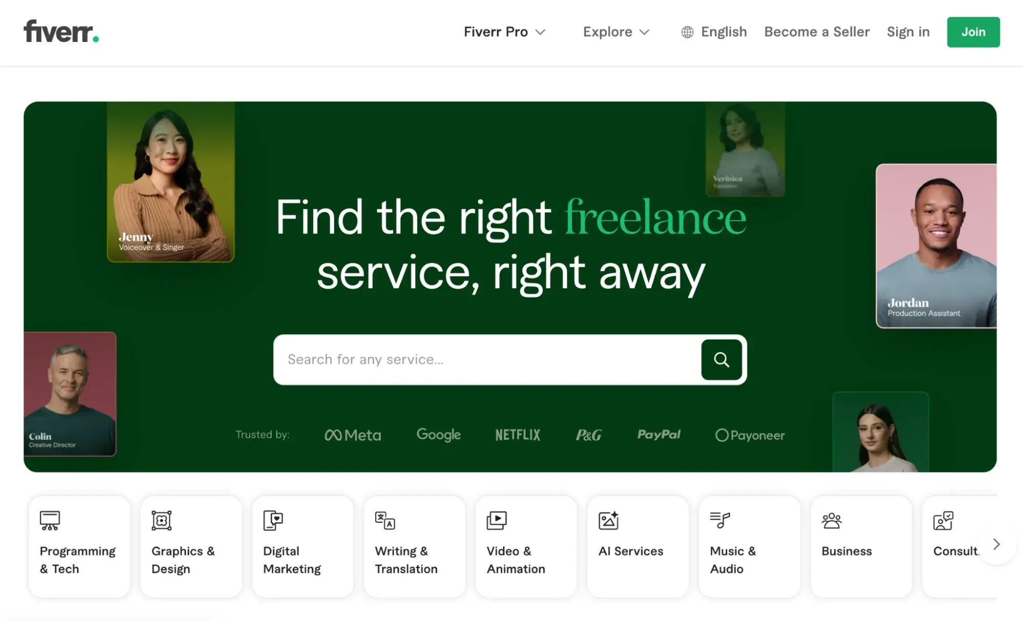 best SaaS website design example: fiverr