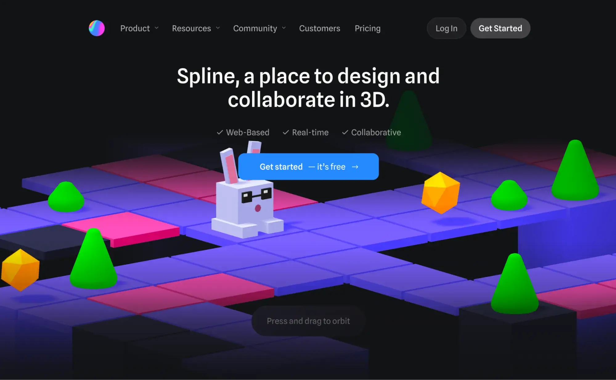 best SaaS website design example: spline